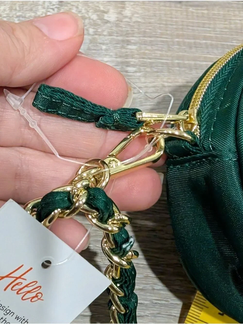 NWT Wicked X Lug Ozwheel Pouch With Embroidery Green Zip Around Gold Strap Bag